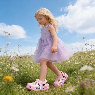 Toddler Clogs Kids Slippers Light up Sandals Boys Girls Garden Shoes Cartoon Slides Slip on Lightweight
