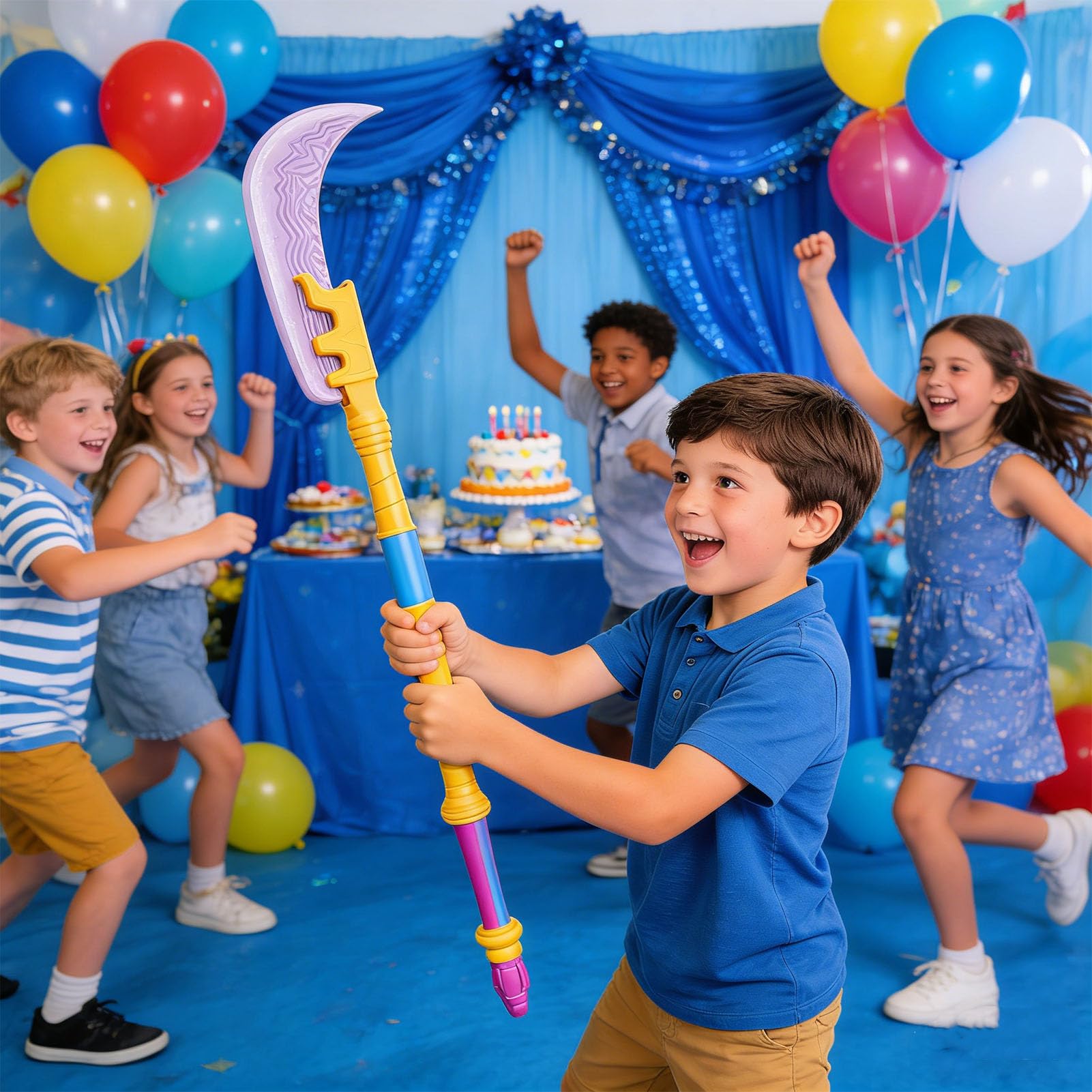 Sxhlseller Jouet de Hache imprimé en 3D pour Enfants, Accessoire de Costume PLA, Violet et Jaune, épée de Cosplay pour Fête et Jeu de Rôle