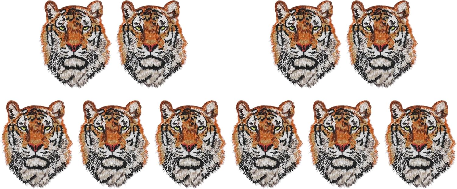 MAGICLULU 5Pcs Animal Iron on Patches Tiger Head Patch Polyester Patches Embroidered Badges Stickers for Clothes Hat Backpack Repairing Sewing 3.54 x 2.75 x 0.04Inch (Pack of 2)