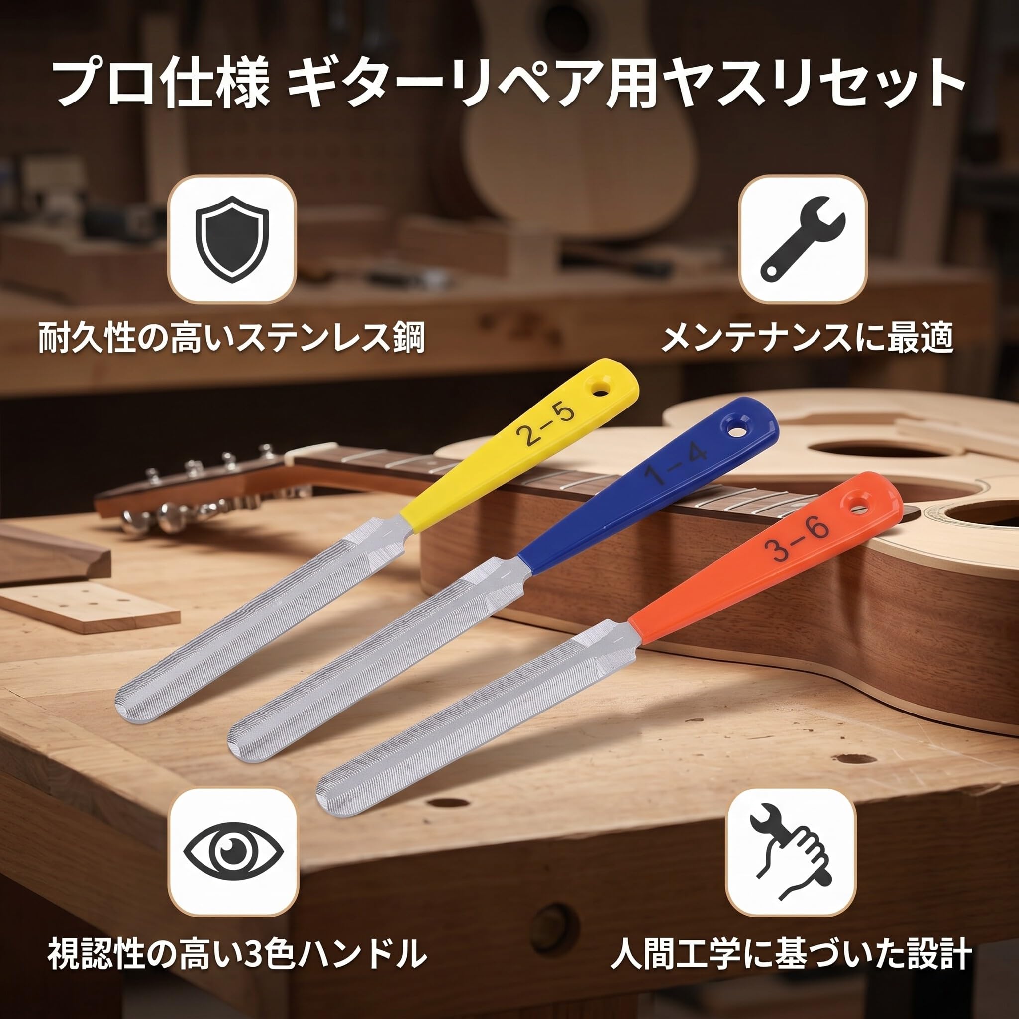 Amazon | ギター修理ツール ギターメンテナンス工具 ナットファイル 3