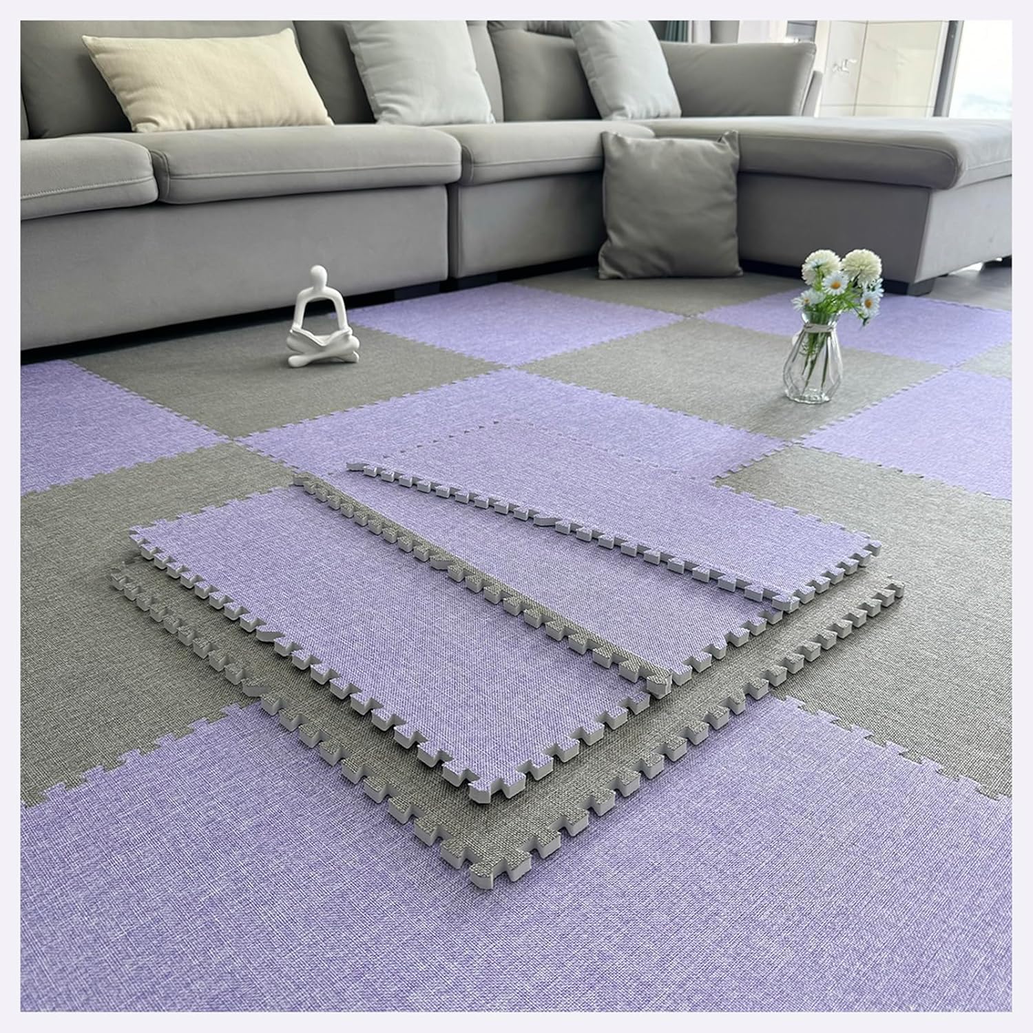 Tapis de sol en mousse puzzle amortissant pour sol dur et froid 10 dalles