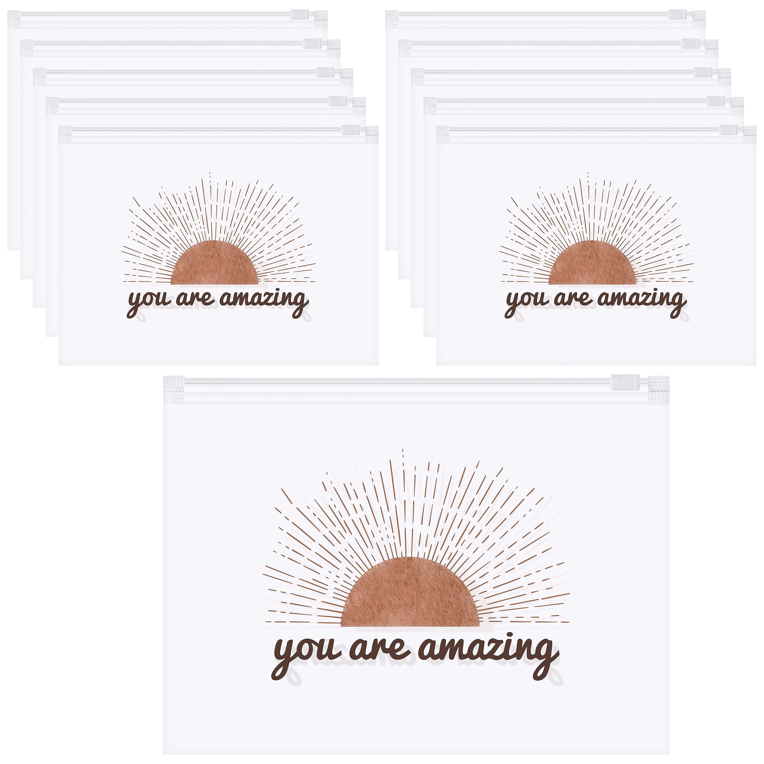 Y1tvei 50Pcs Boho Sun Inspirational EVA Cosmetic Bag You Are Amazing Makeup Pouch Portable Sunshine Printed Mini Toiletry Bag Purse with Zipper Encouragement Birthday Gifts for Women Teens Friends,