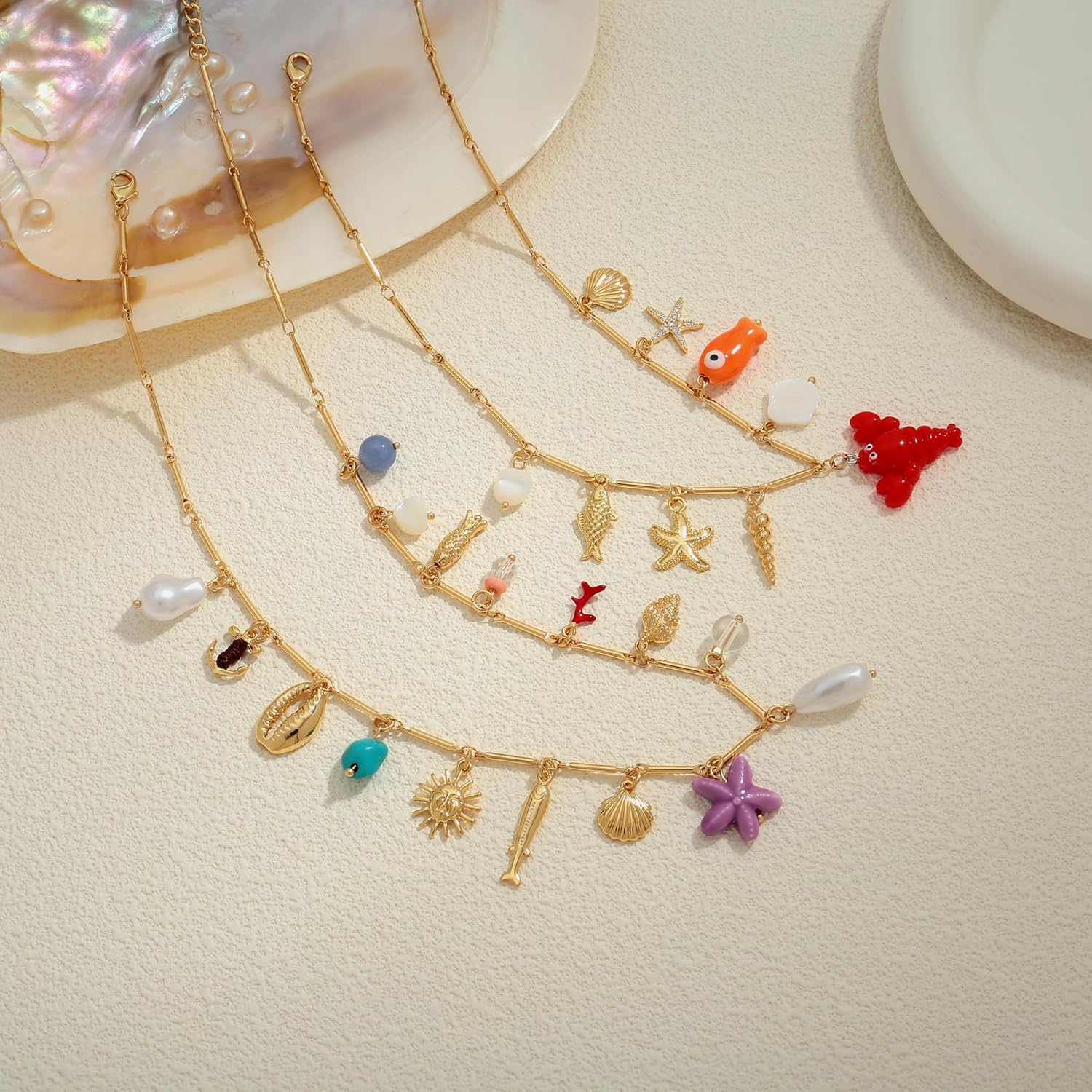Summer Charms Necklace for Women Conch Seashell Starfish Pendant Choker Necklace Fashion Boho Beach Ocean Jewelry - Image 5