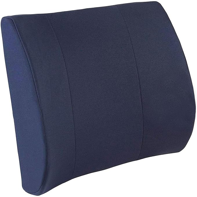 Duro-Med Contour Lumbar Back Support Cushion Pillow with Strap, Navy