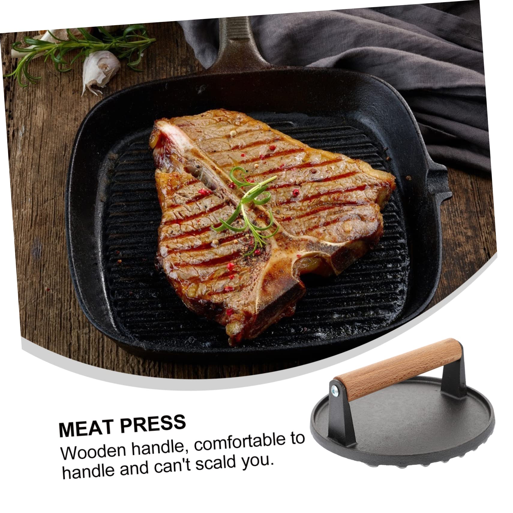 Toyvian Prensa De Carne De Hierro Fundido Tabla De Prensa De Carne Redonda De Acero para Barbacoas