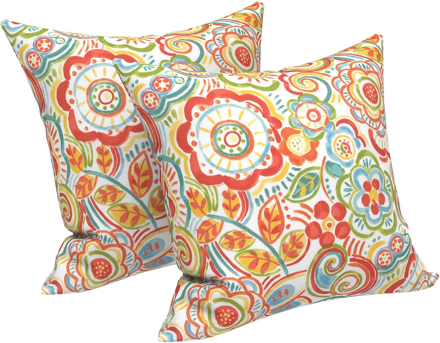LVTXIII Outdoor/Indoor Throw Pillows, Decorative Throw Pillows with Inserts, 18"x18" Square Pillows for Bed, Couch, Sofa and Patio Furniture (Set of 2, Flower Multi)