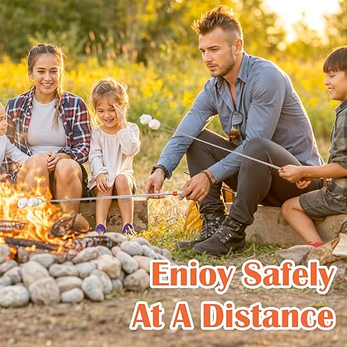 Miniatura 4 de Palitos extensibles para asar malvaviscos, 20 paquetes extra largos de 32 pies extensibles de acero inoxidable para barbacoa, hoguera, pinchos para