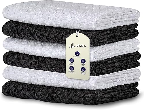 Juego de toallas de cocina y paños de cocina de algodón (paquete de 6) I Toallas de mano de cocina  Toallas de cocina de algodón para secar platos