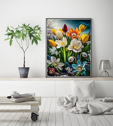 Miniatura 7 de ROOHOME Kits de pintura de diamantes de primavera 5D para adultos, kits de arte de diamantes de flores coloridas, kit de arte de diamantes de