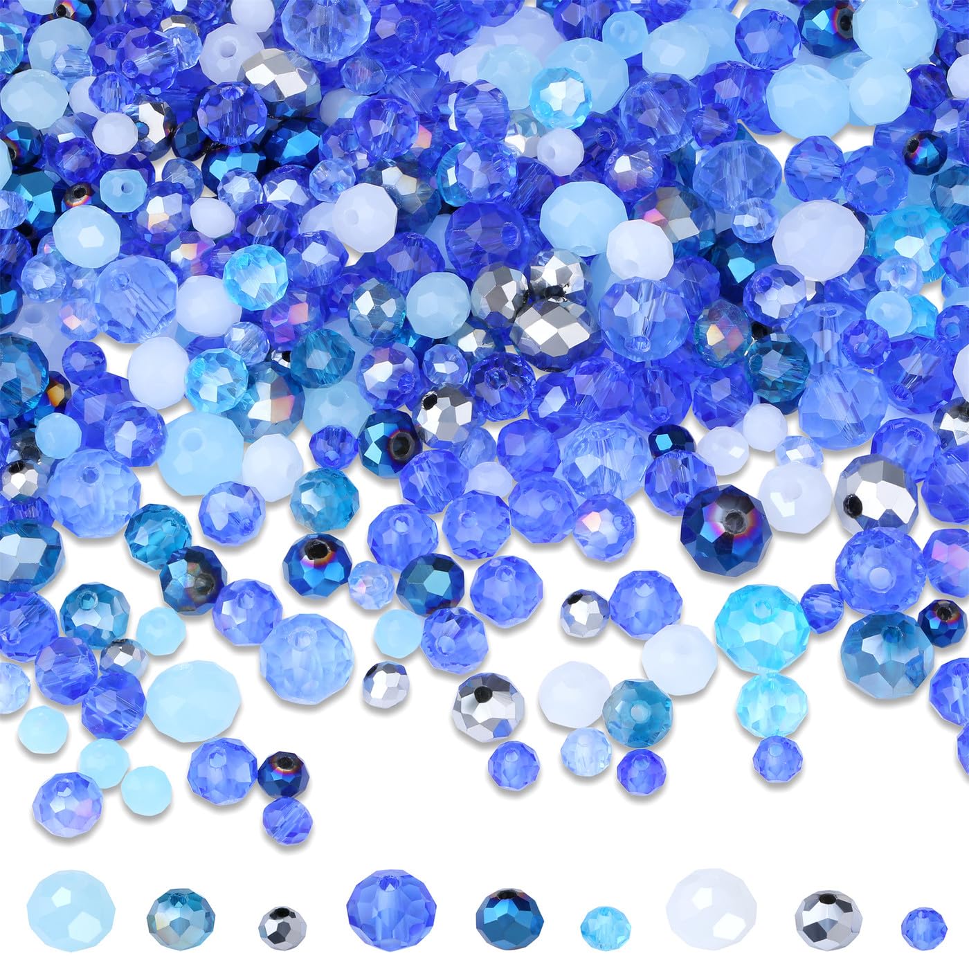 GUJOXILA 1100pcs Blue Glass Beads for Jewellery Bracelet Making — image 1