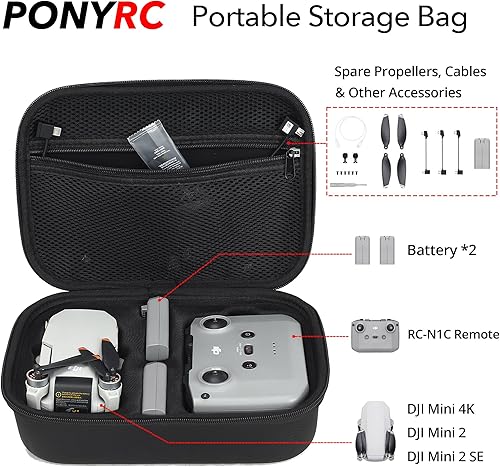 Miniatura 2 de Mini estuche de transporte, funda de viaje de piel sintética, bolsa de almacenamiento ligera portátil para DJI Mini 4K22 SE Fly More Combo y