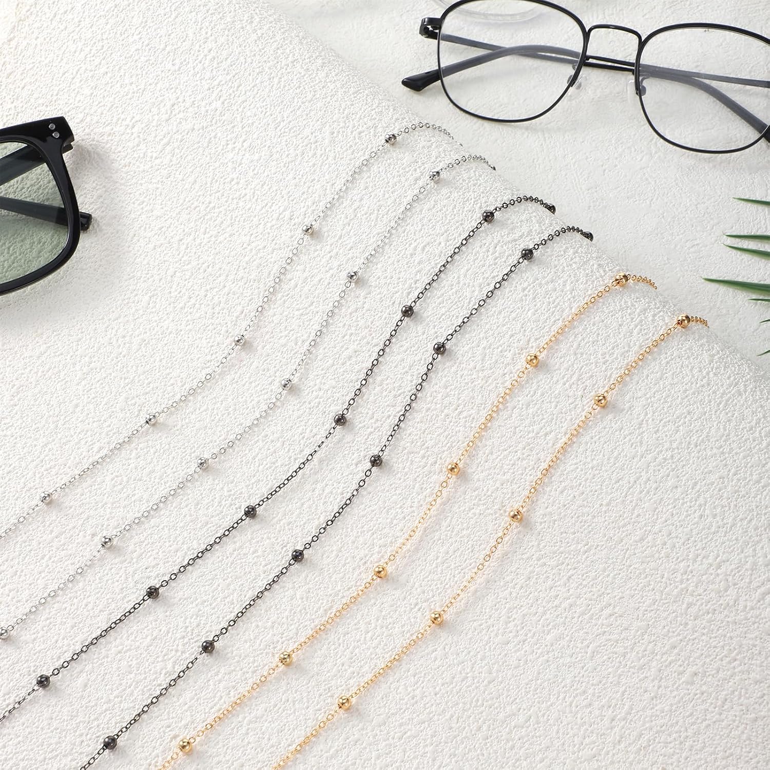 cobee 6 Pcs Eyeglass Chains, Stylish Beaded Eyeglass Chains Vintage Reading Glasses Chain with Eyeglasses Loop Sunglasses Chain Eyeglasses Holders Around Neck for Women