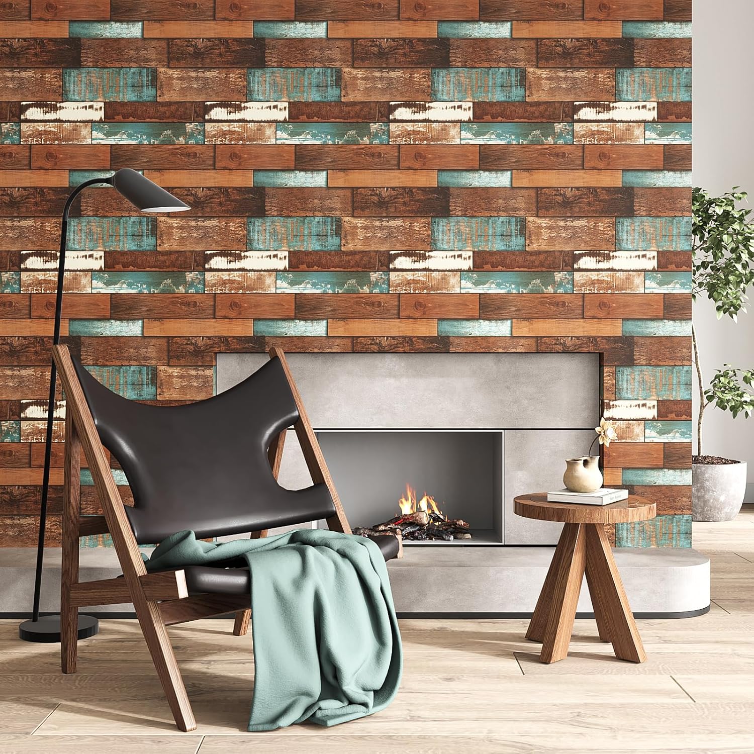 VEELIKE Weathered Blue Shiplap Wallpaper Peel and Stick Farmhouse Aged Wood Wallpaper 17.7''x354'' Self Adhesive Waterproof Wood Contact Paper for Countertops Cabinets Wall Bedroom Living Room Kitchen