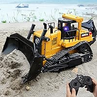 Vista 4 de Fisca Bulldozer de Control Remoto RC 1/16 Vehículo de Construcción Completamente Funcional, Cargador Frontal Dozer de 2.4Ghz 11 Canales con Luz