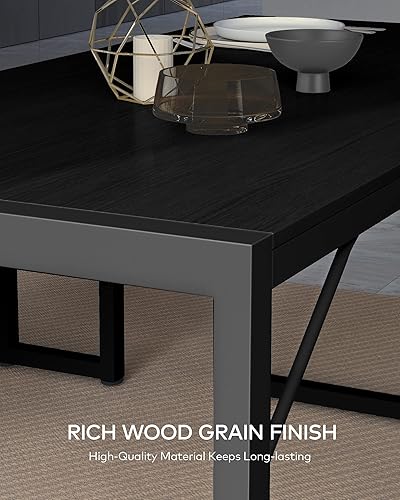 Miniatura 4 de Bealife Juego de mesa de comedor para 4 personas con marco de metal y tablero de MDF, mesa de cocina que ahorra espacio con 2 bancos, juego de mesa