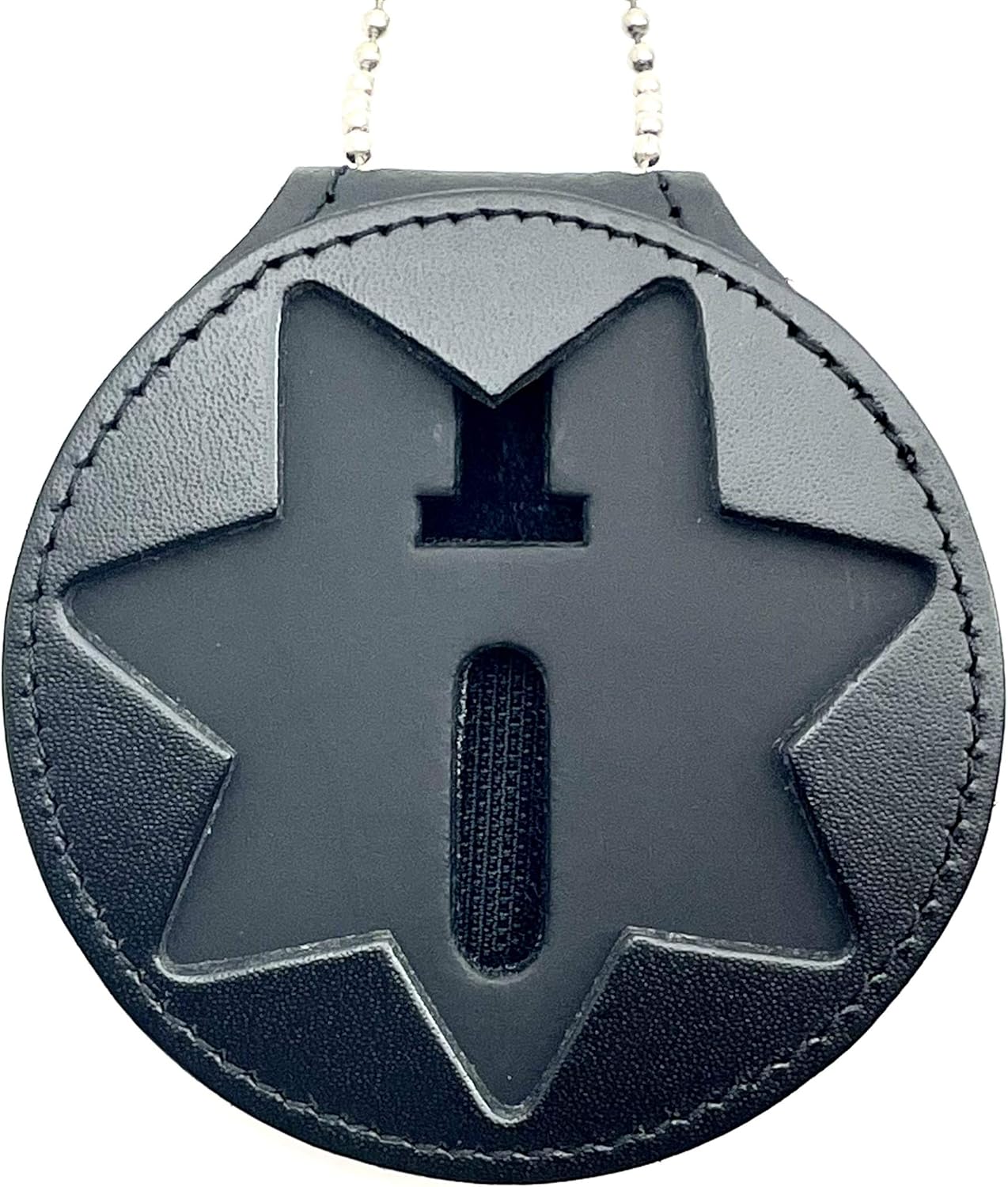 Perfect Fit Shield Wallets San Francisco and Arizona Corrections 7 Point Star Belt Clip Black Leather Badge Holder with Neck Chain