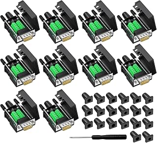 10 Pcs DB9 Male Breakout Connector, 9 pin RS232 connectors, Solderless D-SUB RS485 Serial Adapter Module Board with Screw Terminals, Case, Long Bolts