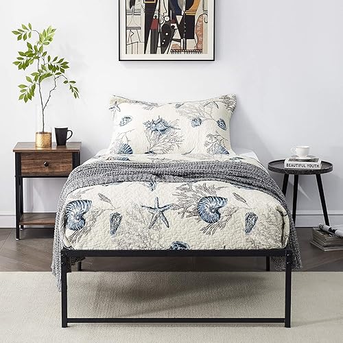 Miniatura 28 de VECELO - Base de cama metálica, no necesita somier, base de colchón, soporte de listones de acero, color negro, tamaño king