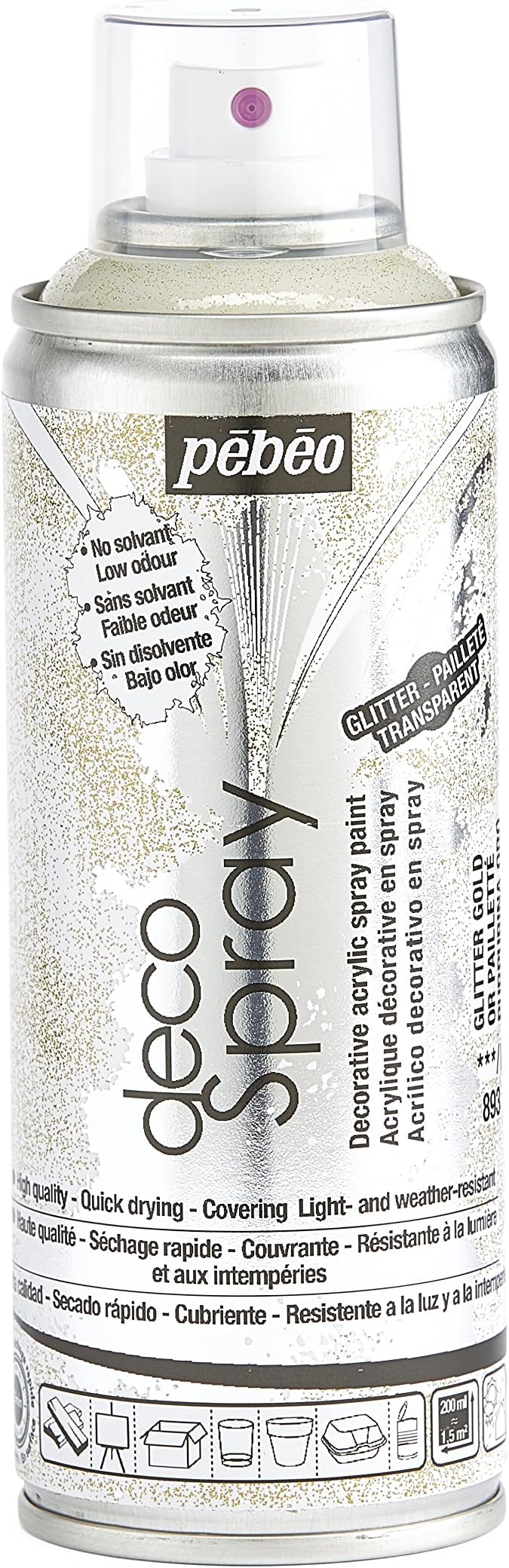 Pebeo Pebeo Water-based Acrylic Spray Paint Deco Spray 200ml Glitter Color No.893 Gold Glitter