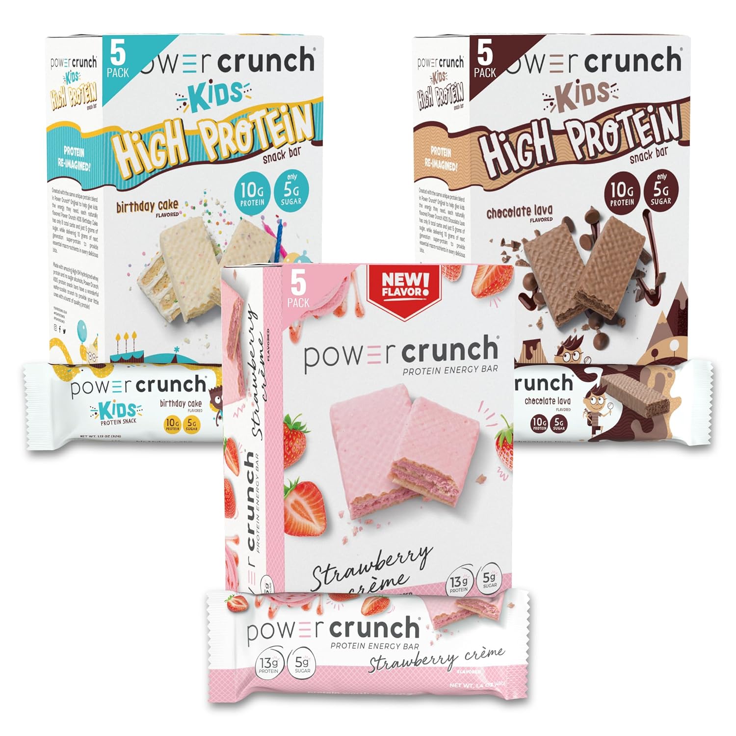 Power Crunch Protein Wafer Bars and Power Crunch KIDS Protein Bars, Variety Pack, (15 Count) High Protein Snacks with Delicious Taste