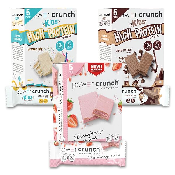Power Crunch Protein Wafer Bars and Power Crunch KIDS Protein Bars, Variety Pack, (15 Count) High Protein Snacks with De