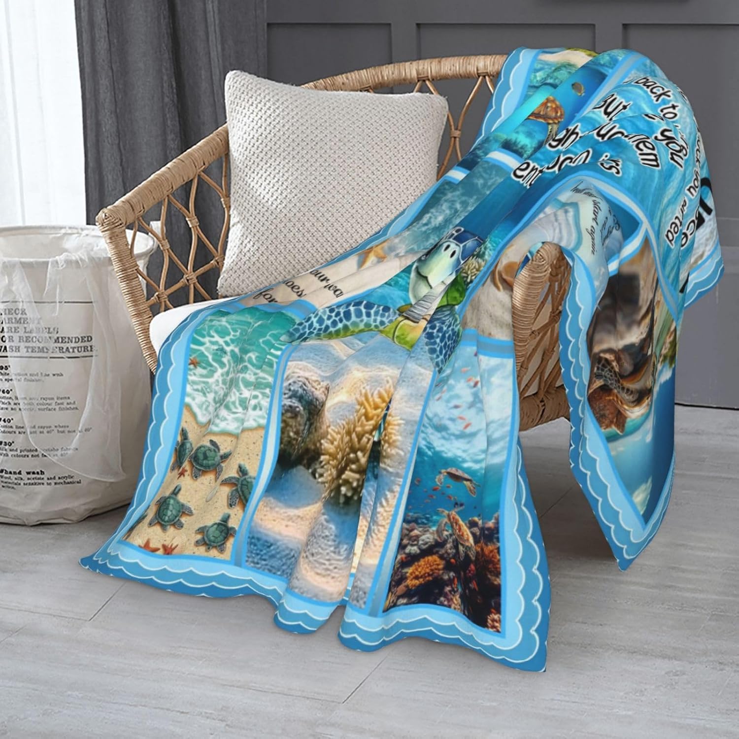Sea Turtle Gifts for Women Girls, Sea Turtle Blanket 60" X 50" for Boys, Turtles Gifts for Turtle Lovers, Granddaughter Gift, Grandson Gift - Image 9