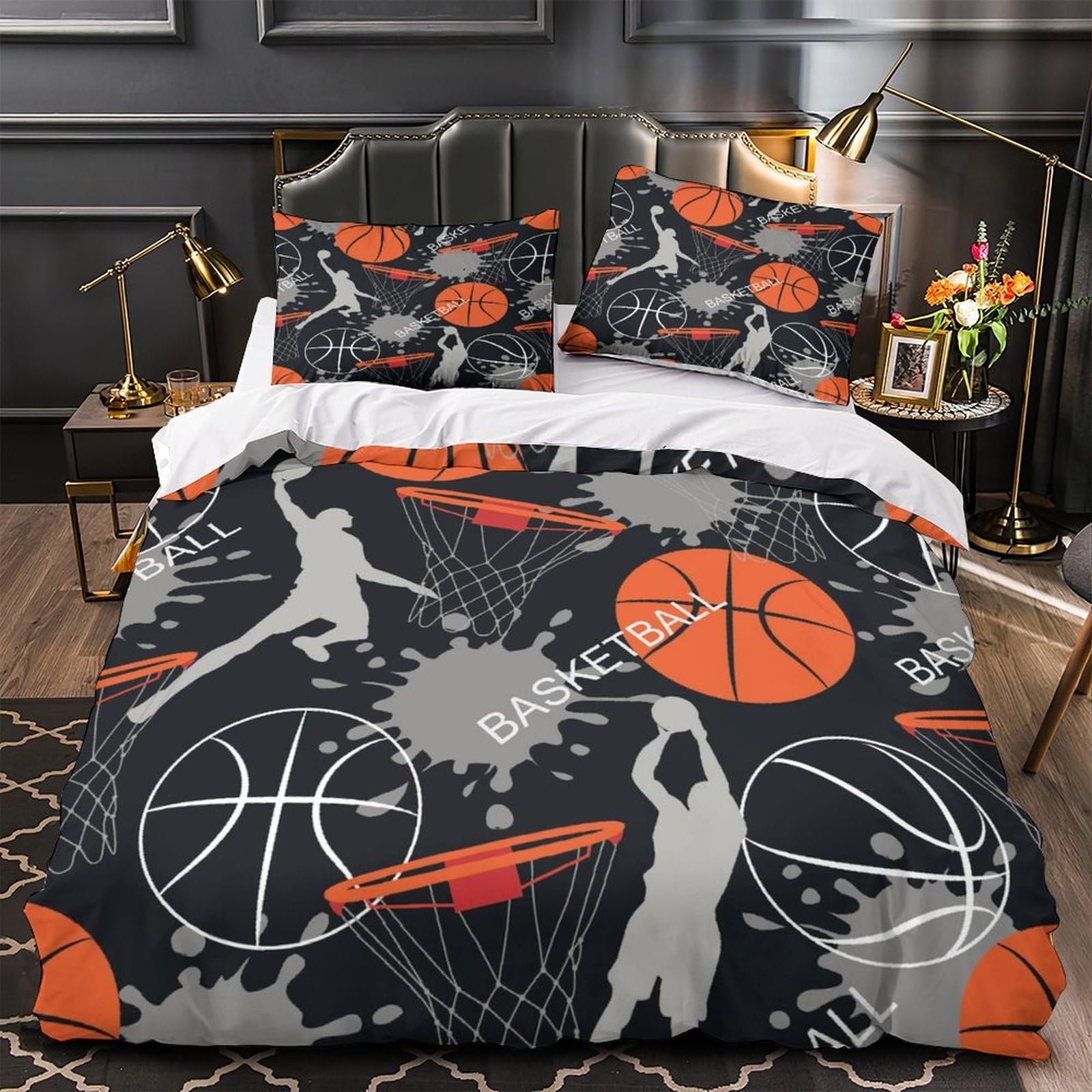 Parure de lit basketball 140x200 microfifbre super douce pour enfant