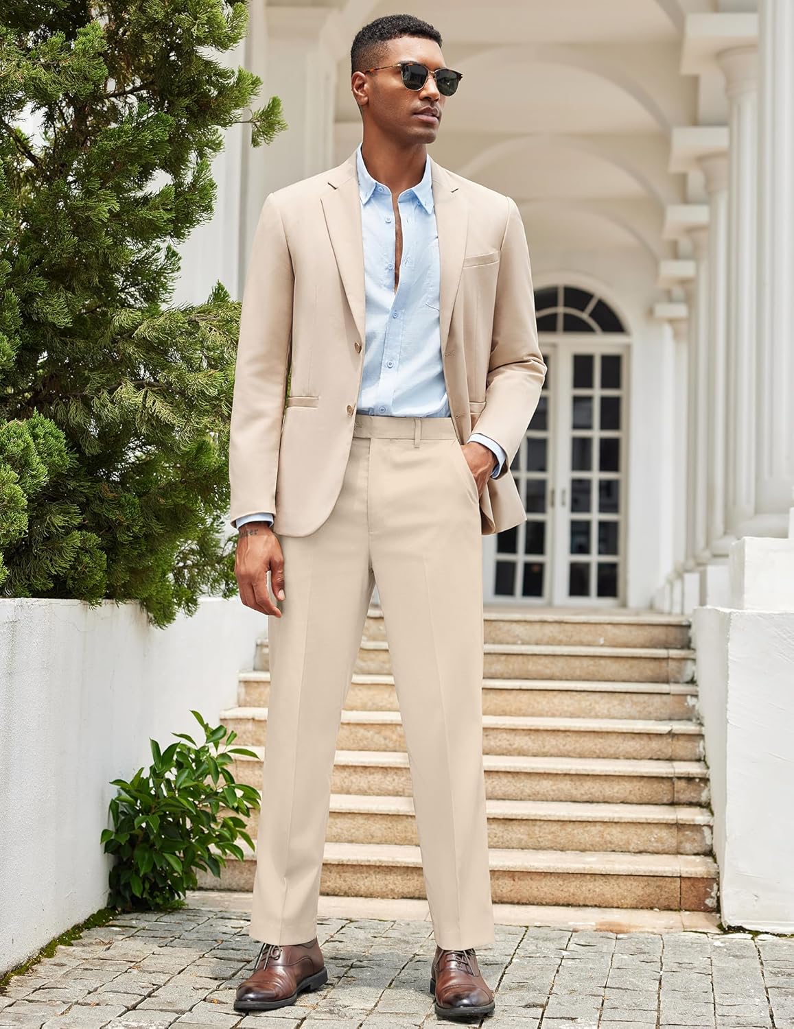 COOFANDY Mens Classic Casual Dress Pants Expandable Waist Suit Pant Slim Fit Flat Front Slacks - Image 4