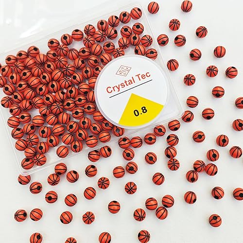 Miniatura 10 de 100 cuentas de pelota de tenis a granel, cuentas deportivas de tenis verdes acrílicas, cuentas espaciadoras redondas con cuerda elástica para