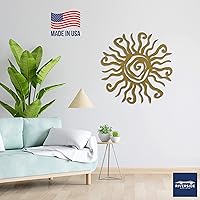 Vista 7 de Riverside Designs Wacky Sun - Arte de pared de metal para interiores y exteriores, escultura de pared dorada de 18 pulgadas a prueba de óxido