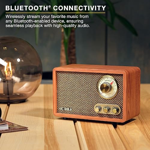 Miniatura 3 de Victrola Radio Bluetooth de madera retro FMAM con esfera giratoria expreso