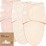 3-Pack Organic Baby Swaddle Sleep Sacks - Swaddles for Newborns, Infant 0-3 Months, Baby Girls, Boys, Soft & Snug Newborn Sleep Sack, Nursery Swaddling Blankets (Angelic, OS)