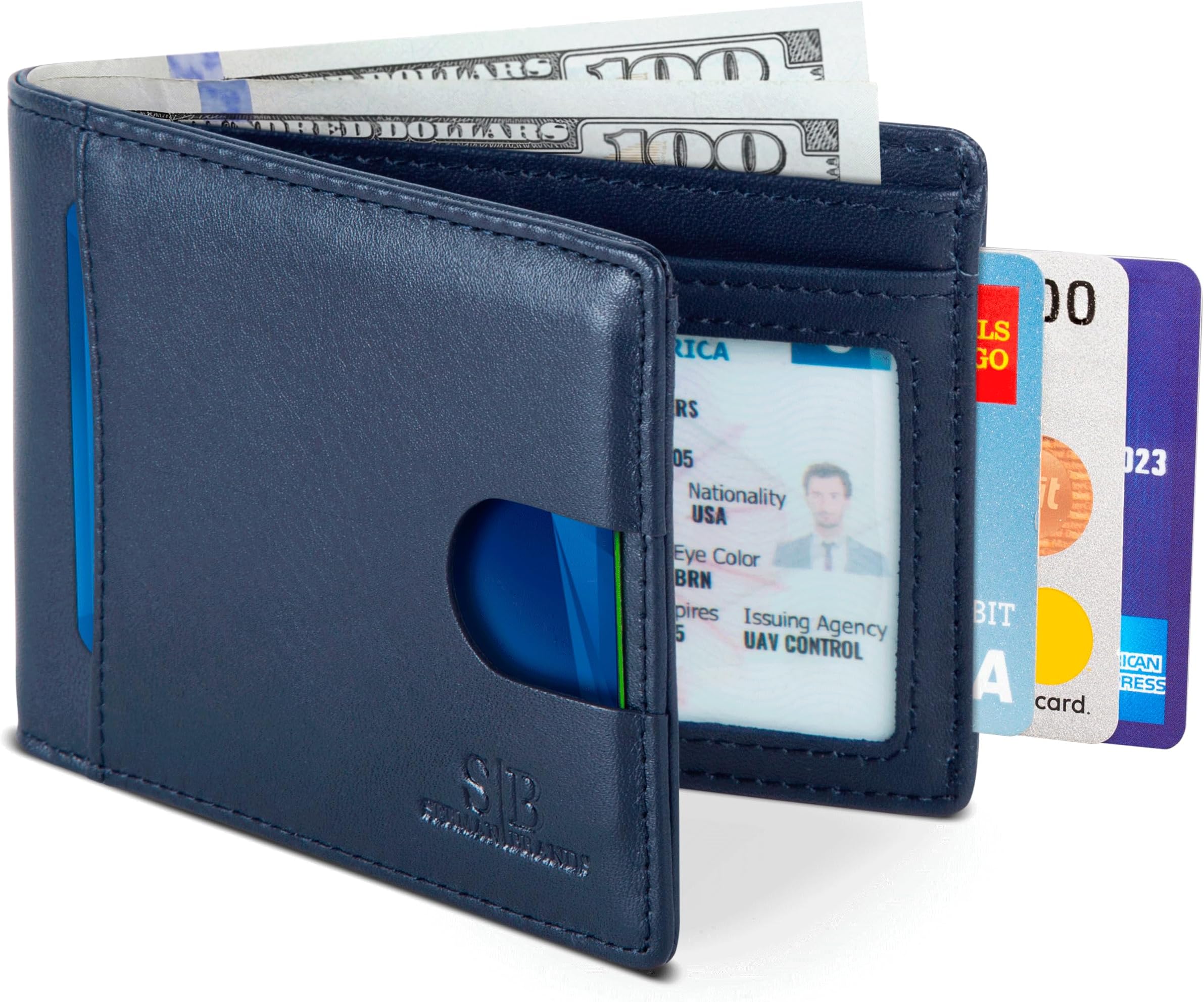 RFID Blocking Slim Bifold Genuine Leather Thin Minimalist Front Pocket Wallets for Men Billfold Wallet Men Gift