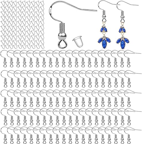 100 unidades50 pares de ganchos de plata de ley 925 para aretes, ganchos de alambre francés, hipoalergénicos, piezas de aretes, fabricación de