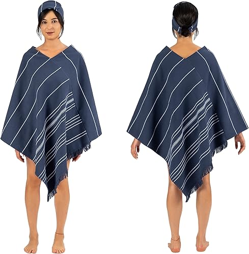 Miniatura 10 de Toalla turca estilo chal 100% algodón para mujer, toalla de poncho, poncho de surf, vestido de toalla de playa + diadema, toalla de baño para mujer,