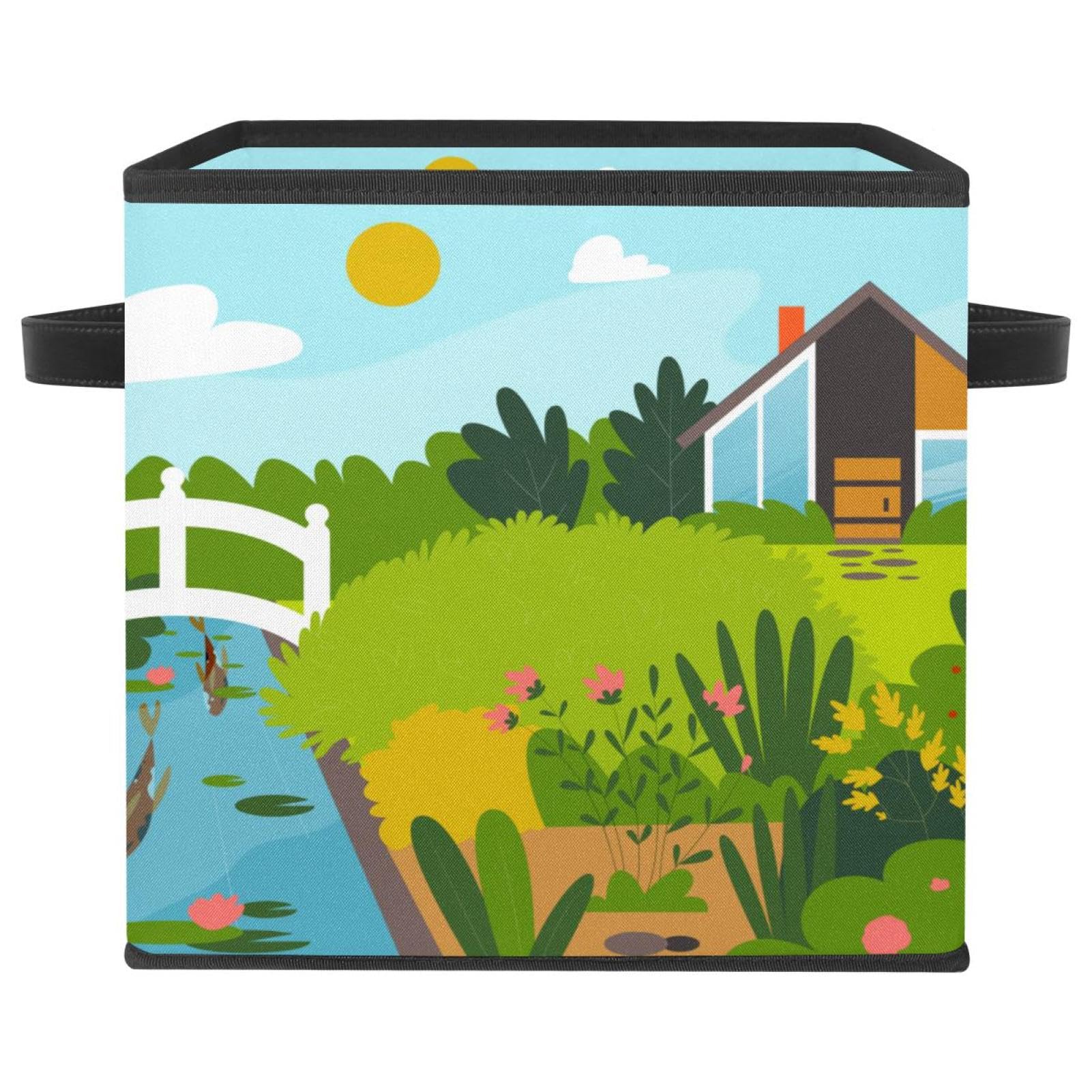 Boîte de rangement en tissu avec poignées pour stopper le désordre