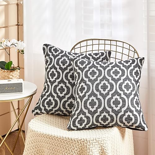 Miniatura 7 de Decor Ur Space Juego de 2 fundas de almohada jacquard con patrón enrejado (marrón)