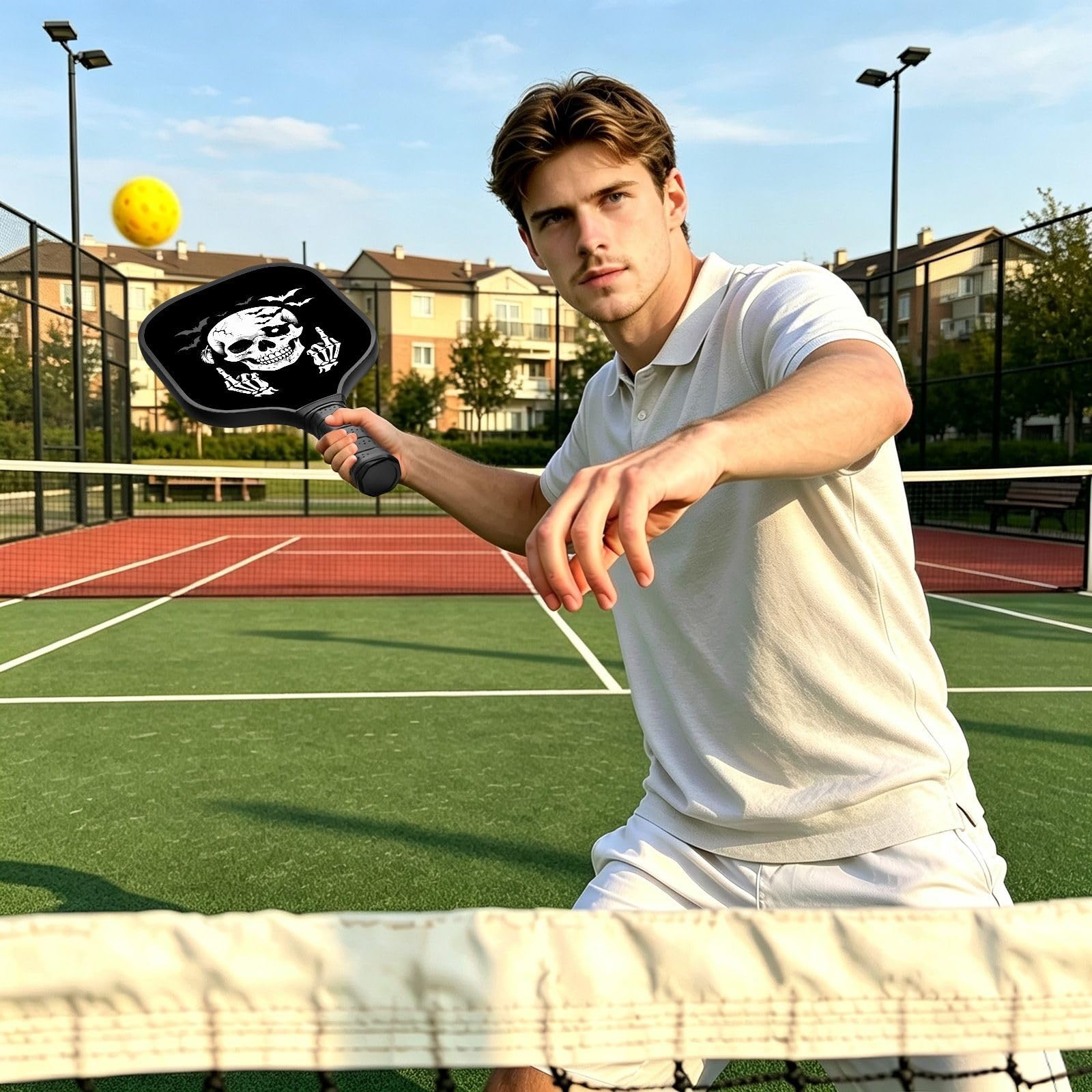 Racchetta da pickleball a forma di teschio pirata in grafite e carbonio