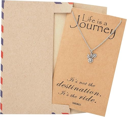 Miniatura 3 de Quan Jewelry Mini collar de bicicleta, colgante de viajero de viaje, regalos para ciclistas y pasión por los viajes, collares delicados