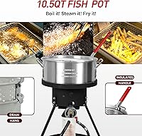 Vista 7 de Freidora de Propano al Aire Libre de 10.5 Cuartos de Galón de Red Mountain Valley con Cesta Filtro de Aluminio y Termómetro para Freír Pescado