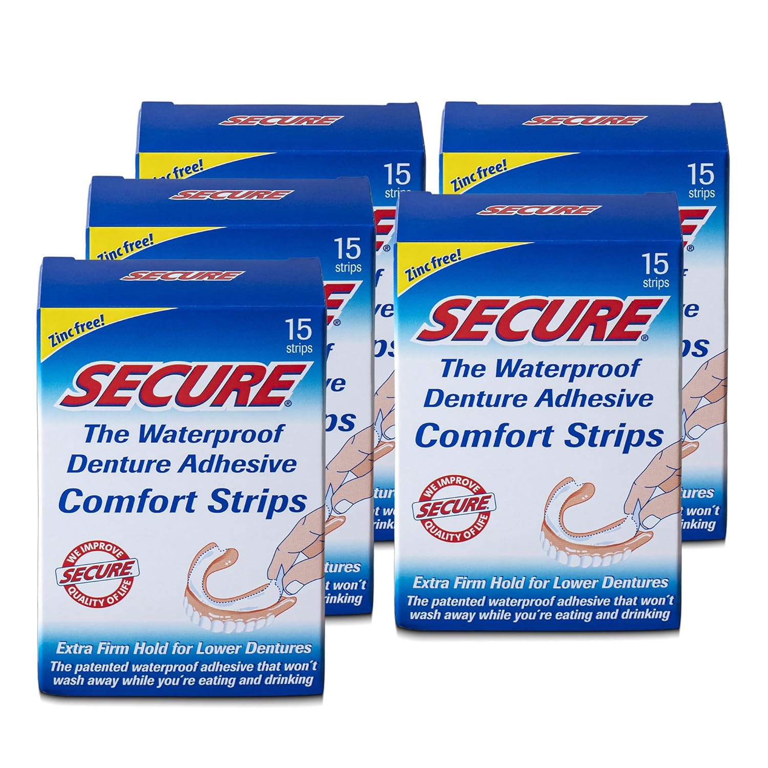 Secure Denture Adhesive Strips 15 ea (Pack of 5) Amazon.in Health