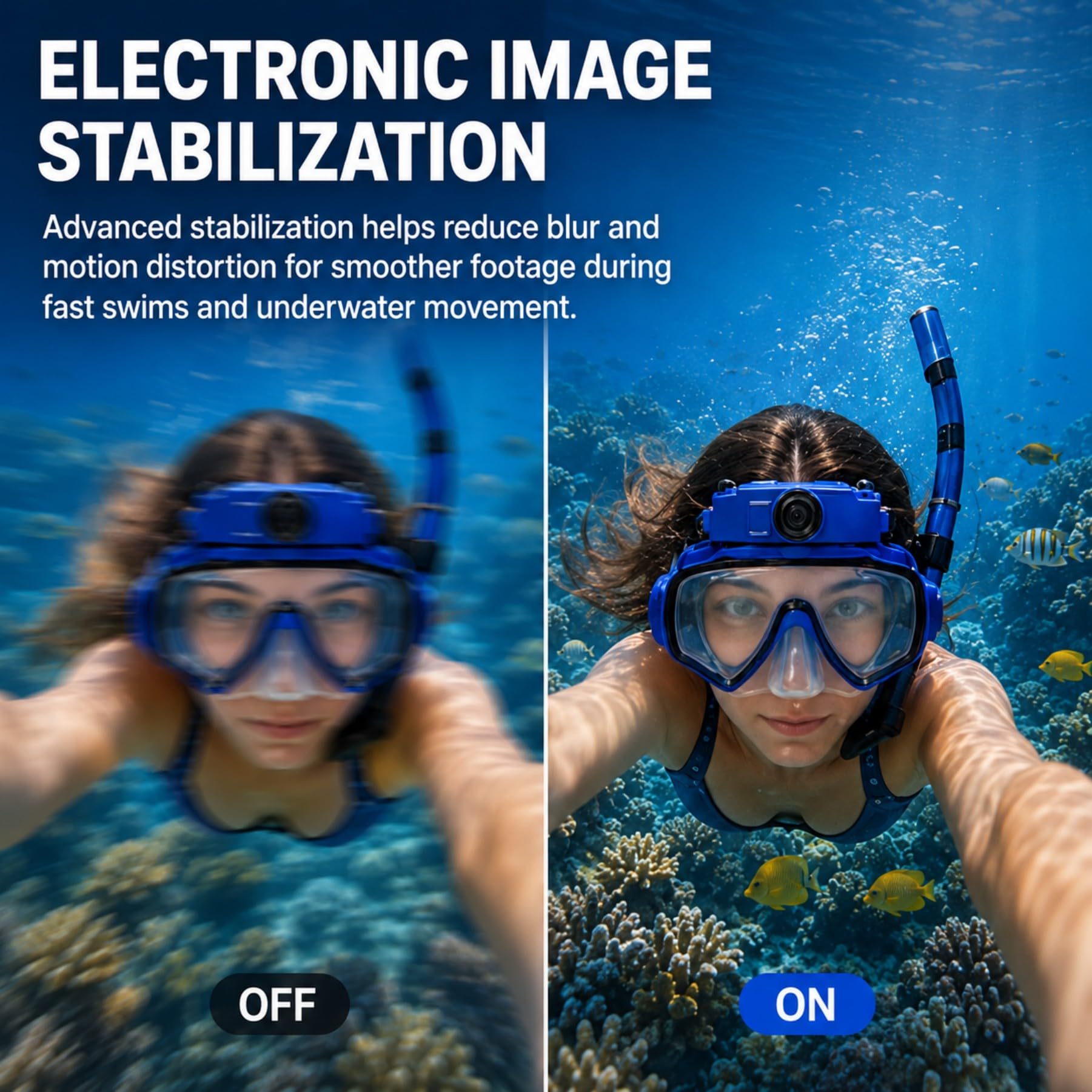 Gafas de Buceo con Cámara 2K, Impermeables hasta 15m y Lente Gran Angular para Snorkel