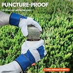 Vgo 3Pairs Gants de travail en cuir de sécurité pour hommes,Gants de jardinage,Gantiers de plus grande taille,Gangs de builder(Blue+Green+Orange,CB3501)