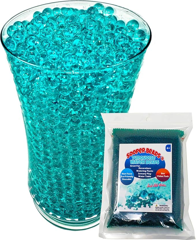 Sooper Beads 8oz Deluxe Turquoise Water Beads Premium Vase Filler, Ideal for