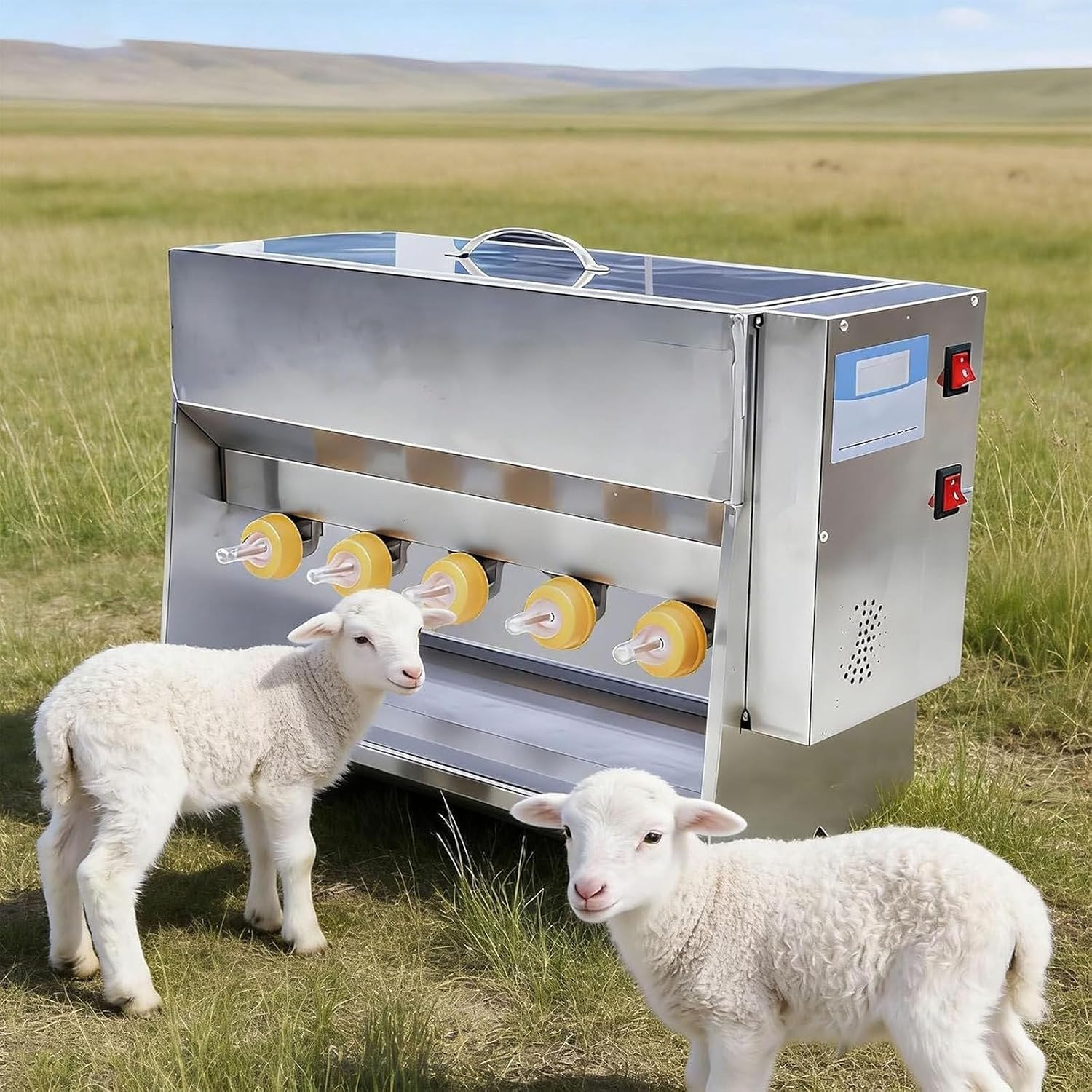 KEhtu Distributore Automatico di Latte per Suini, in Acciaio Inox, da 20 Litri, con 10/14 Tettarelle E Foro di Aerazione - Temperatura Costante E Miscelazione Automatica 15L/10Nipples