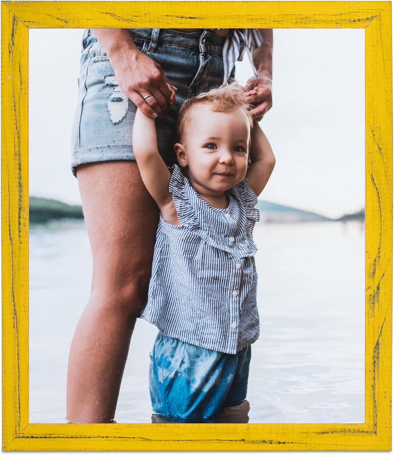ArtToFrames 24x27 Distressed Wood Picture Frame, 2WOMSM-ECO095-YEL-24x27, Yellow, 24 x 27