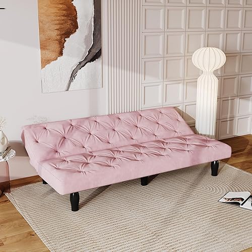 Miniatura 6 de Sofá cama de terciopelo convertible con patas de madera, cama plegable, sofá cama, sofá cama adecuado para sala de estar familiar, apartamento,