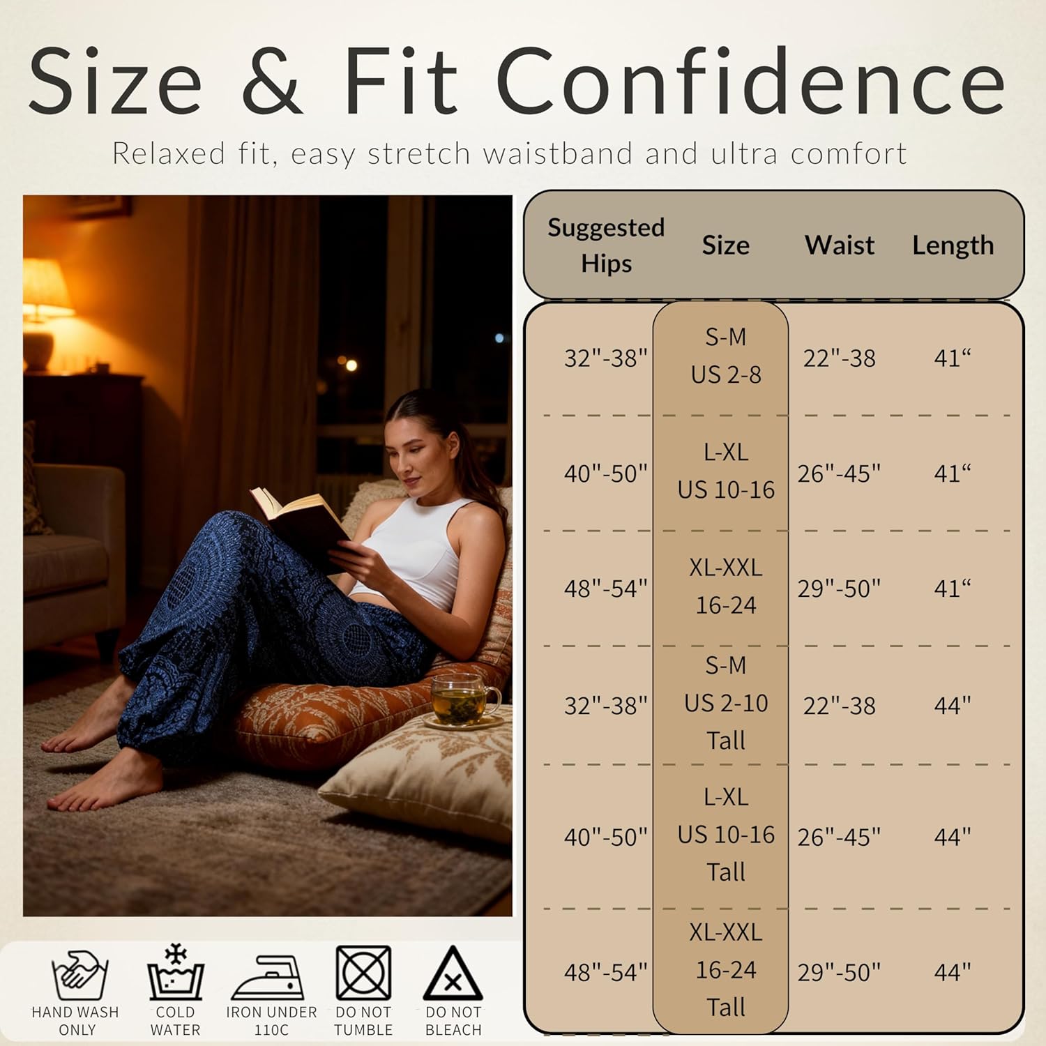 Boho Pants 2-Pocket Flowy Harem Pants Women for Yoga Travel Hippie Clothes - Image 4