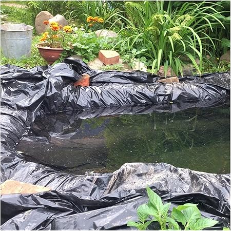 Image NEFSO Heavy Duty Pond Liner HDPE Polyethylene Film for Ramps Artificial Lakes Ponds Pool Underlay (Color : Black, Size : 1x5m) (Black 8x10m)