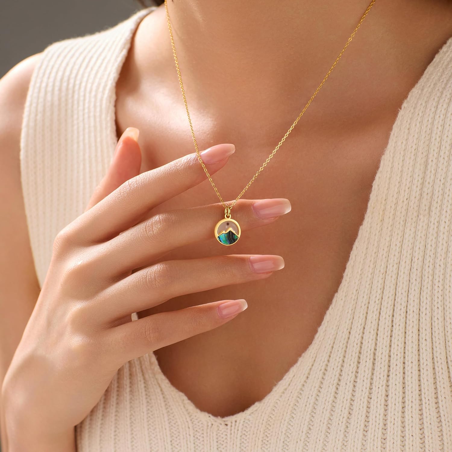 Mountain Mustard Seed Necklace 925 Sterling Silver Faith Christian Necklace for Women 14K Gold Plated Geometric Rhombus Pendant Necklace Jewelry Baptism Confirmation Religious Mothers Day Gifts - Image 2